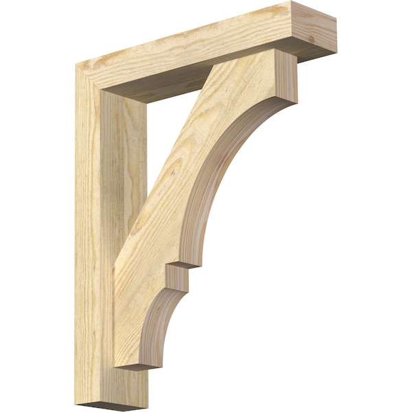 Ekena Millwork Balboa Block Rough Sawn Bracket w/ Offset Brace, Douglas Fir, 4"W x 16"D x 20"H BKT0402X16X20BOA05RDF - main